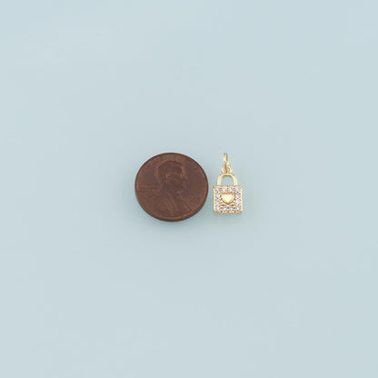 18K Gold Filled Cubic Zirconia Key Charm Pendant for Jewelry Making