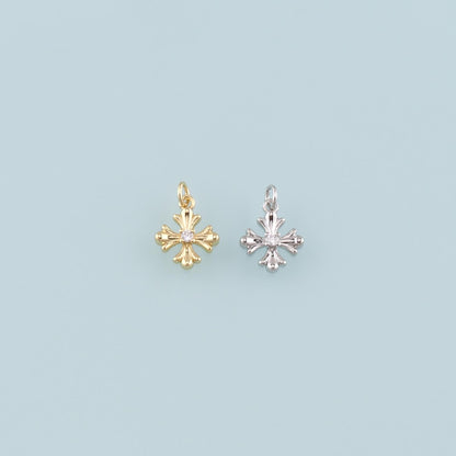 Gold Cross Charms,18K Gold Filled Cross Pendant,CZ Micro Pave Religion Charm Bracelet Necklace for DIY Jewelry Making Supply