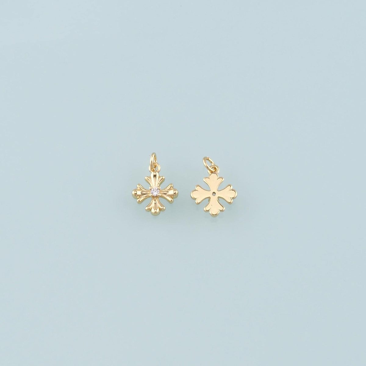 Gold Cross Charms,18K Gold Filled Cross Pendant,CZ Micro Pave Religion Charm Bracelet Necklace for DIY Jewelry Making Supply