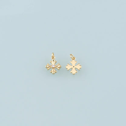 Gold Cross Charms,18K Gold Filled Cross Pendant,CZ Micro Pave Religion Charm Bracelet Necklace for DIY Jewelry Making Supply