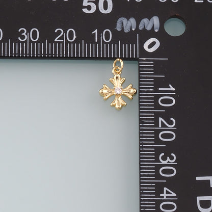 Gold Cross Charms,18K Gold Filled Cross Pendant,CZ Micro Pave Religion Charm Bracelet Necklace for DIY Jewelry Making Supply