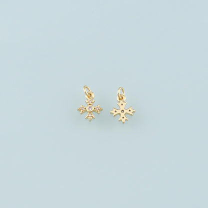 Gold Cross Charms,18K Gold Filled Cross Pendant,CZ Micro Pave Religion Charm Bracelet Necklace for DIY Jewelry Making Supply