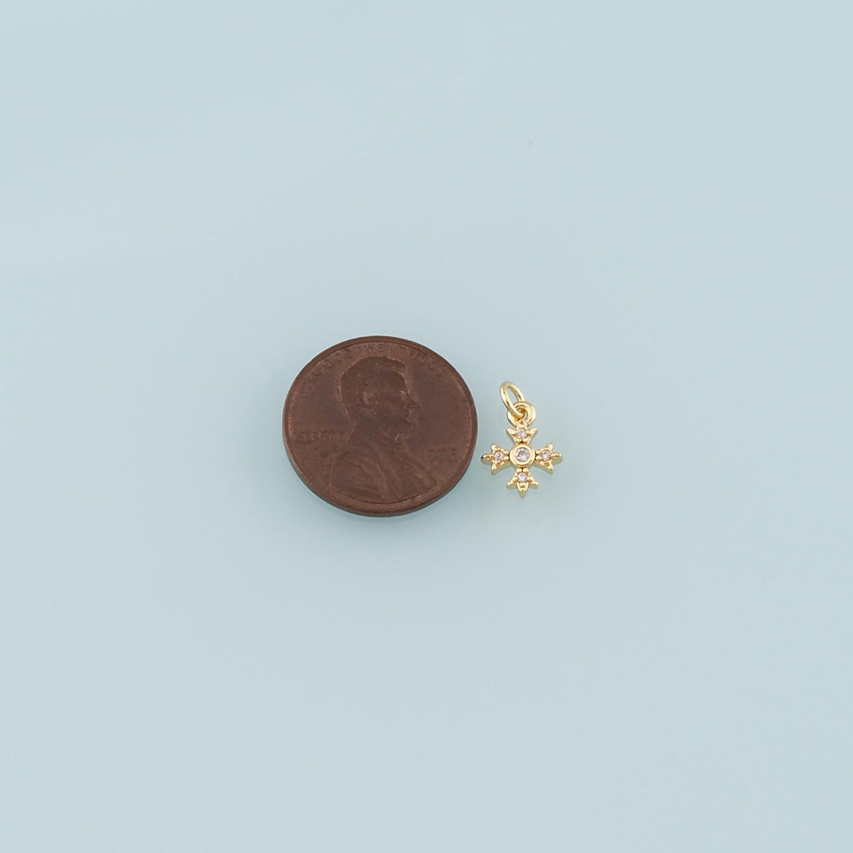 Gold Cross Charms,18K Gold Filled Cross Pendant,CZ Micro Pave Religion Charm Bracelet Necklace for DIY Jewelry Making Supply