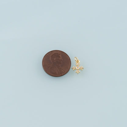 Gold Cross Charms,18K Gold Filled Cross Pendant,CZ Micro Pave Religion Charm Bracelet Necklace for DIY Jewelry Making Supply
