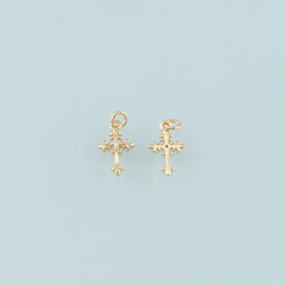 Gold Cross Charms,18K Gold Filled Cross Pendant,CZ Micro Pave Religion Charm Bracelet Necklace for DIY Jewelry Making Supply