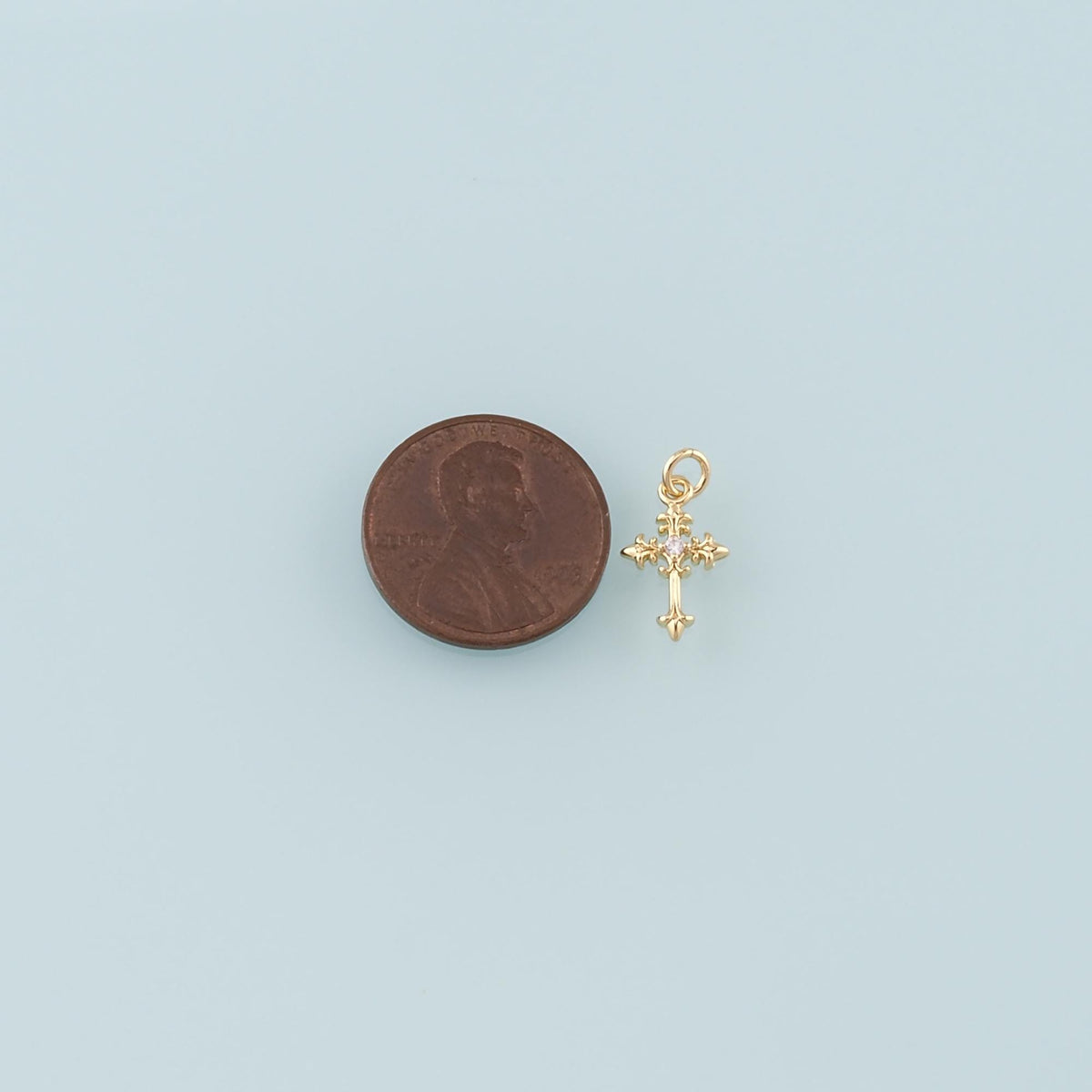 Gold Cross Charms,18K Gold Filled Cross Pendant,CZ Micro Pave Religion Charm Bracelet Necklace for DIY Jewelry Making Supply