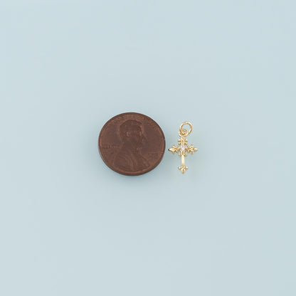 Gold Cross Charms,18K Gold Filled Cross Pendant,CZ Micro Pave Religion Charm Bracelet Necklace for DIY Jewelry Making Supply