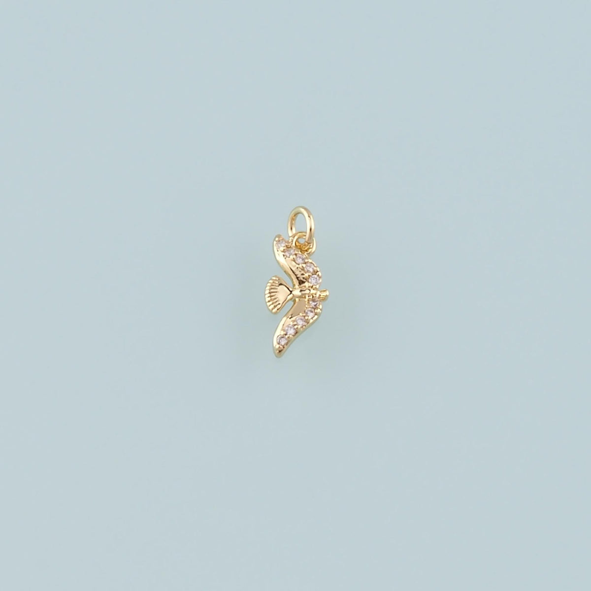 Gold Animal Charms,18K Gold Filled Bird Pendant,CZ Micro Pave Bird Charm Bracelet Necklace for DIY Jewelry Making Supply