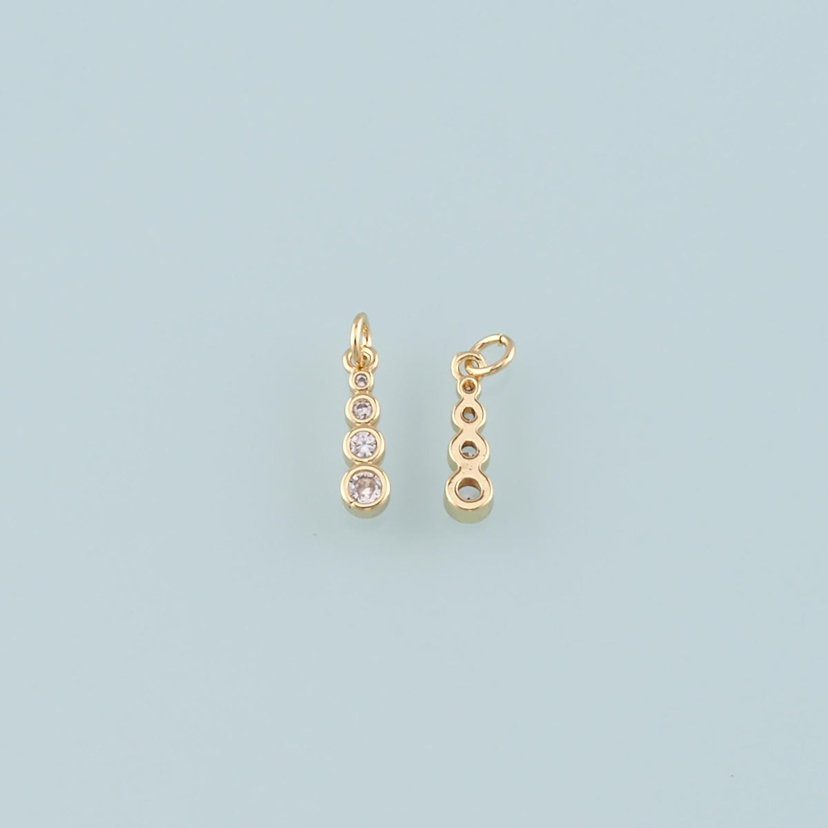 Gold Round Bar Charms,18K Gold Filled Round Pendant,CZ Micro Pave Round Charm Bracelet Necklace for DIY Jewelry Making Supply
