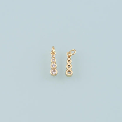 Gold Round Bar Charms,18K Gold Filled Round Pendant,CZ Micro Pave Round Charm Bracelet Necklace for DIY Jewelry Making Supply