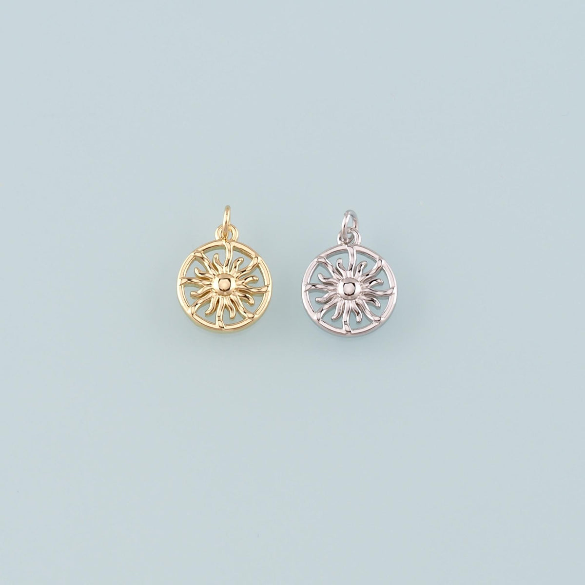 Gold Sun Charms,18K Gold Filled Sun Pendant,Celestial Charm Bracelet Necklace for DIY Jewelry Making Supply