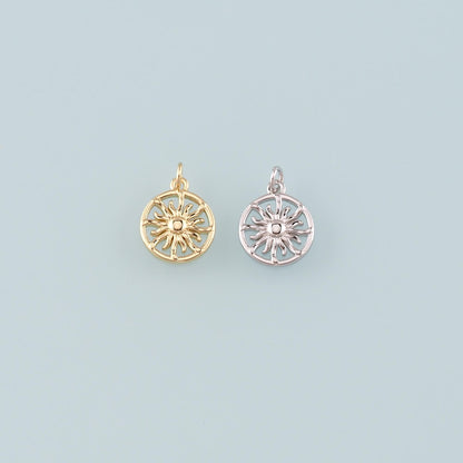 Gold Sun Charms,18K Gold Filled Sun Pendant,Celestial Charm Bracelet Necklace for DIY Jewelry Making Supply