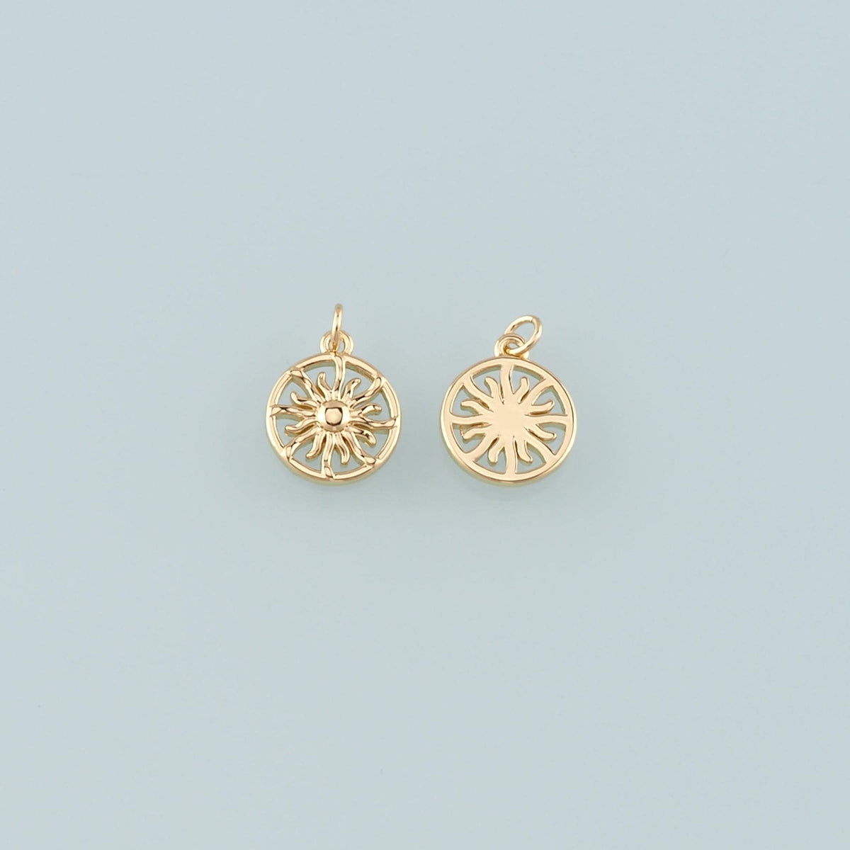 Gold Sun Charms,18K Gold Filled Sun Pendant,Celestial Charm Bracelet Necklace for DIY Jewelry Making Supply