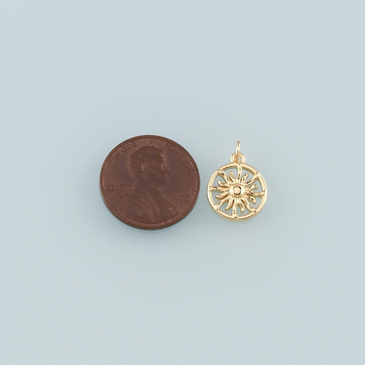 Gold Sun Charms,18K Gold Filled Sun Pendant,Celestial Charm Bracelet Necklace for DIY Jewelry Making Supply