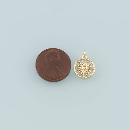 Gold Sun Charms,18K Gold Filled Sun Pendant,Celestial Charm Bracelet Necklace for DIY Jewelry Making Supply