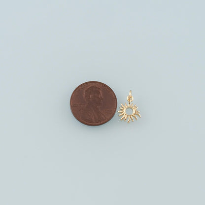 Gold Sun Charms,18K Gold Filled Sun Pendant,Celestial Charm Bracelet Necklace for DIY Jewelry Making Supply