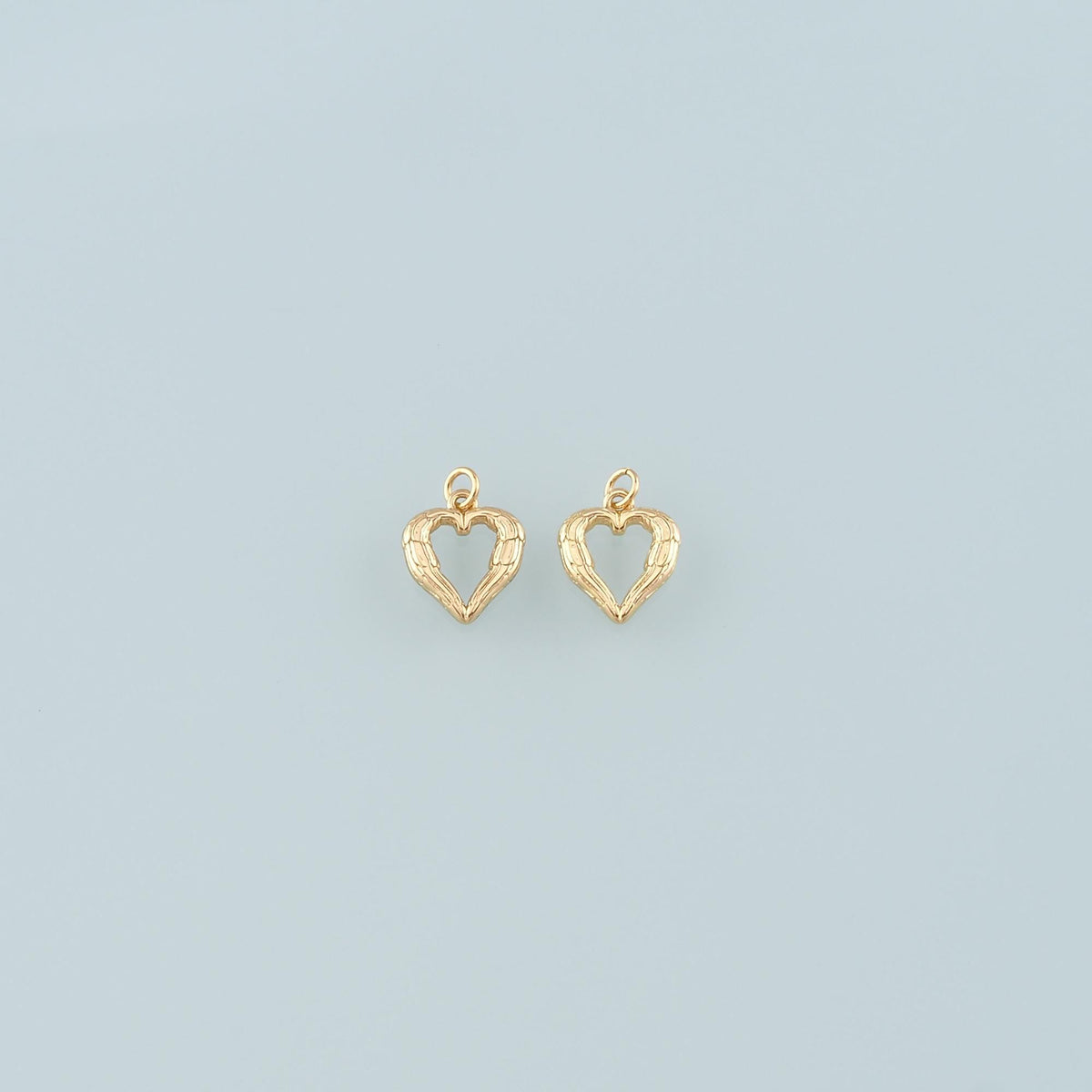 Gold Wing Charms,18K Gold Filled Heart Pendant,Heart Charm Bracelet Necklace for DIY Jewelry Making Supply