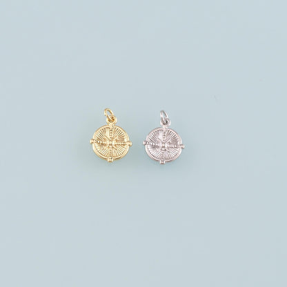 18K Gold Filled Compass Pendant,Compass Charm Bracelet Necklace for DIY Jewelry Making Supply