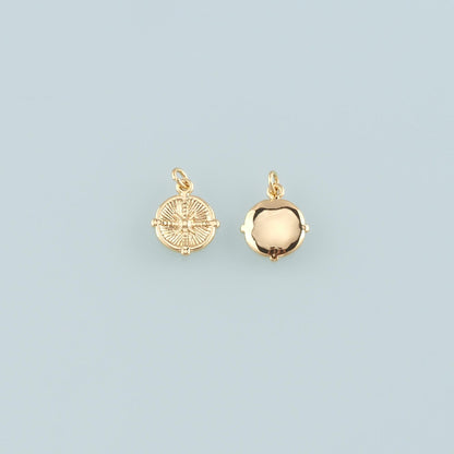 18K Gold Filled Compass Pendant,Compass Charm Bracelet Necklace for DIY Jewelry Making Supply