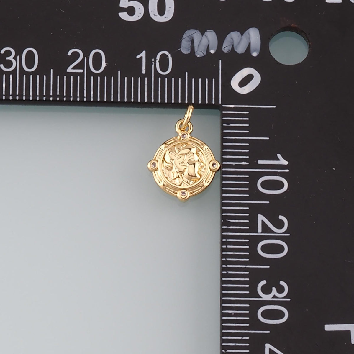 18K Gold Filled Portrait Pendant,Portrait Charm Bracelet Necklace for DIY Jewelry Making Supply