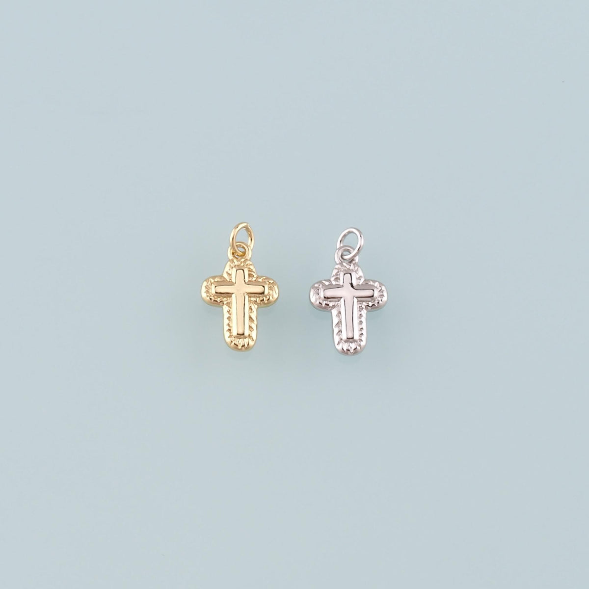 Gold Cross Charms,18K Gold Filled Cross Pendant,Religion Charm Bracelet Necklace for DIY Jewelry Making Supply
