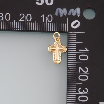 Gold Cross Charms,18K Gold Filled Cross Pendant,Religion Charm Bracelet Necklace for DIY Jewelry Making Supply