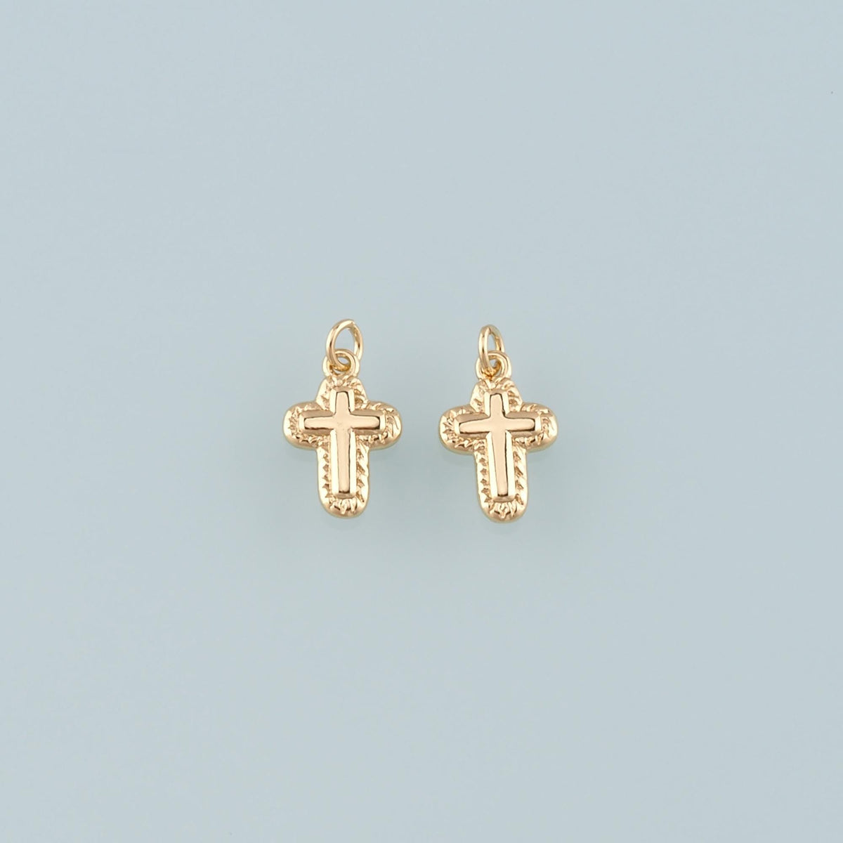 Gold Cross Charms,18K Gold Filled Cross Pendant,Religion Charm Bracelet Necklace for DIY Jewelry Making Supply