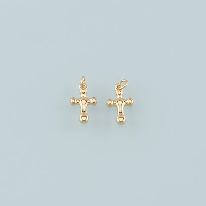 18K Gold Filled Cross Charm Pendant for Jewelry Making