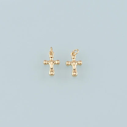 Gold Cross Charms,18K Gold Filled Cross Pendant,Religion Charm Bracelet Necklace for DIY Jewelry Making Supply