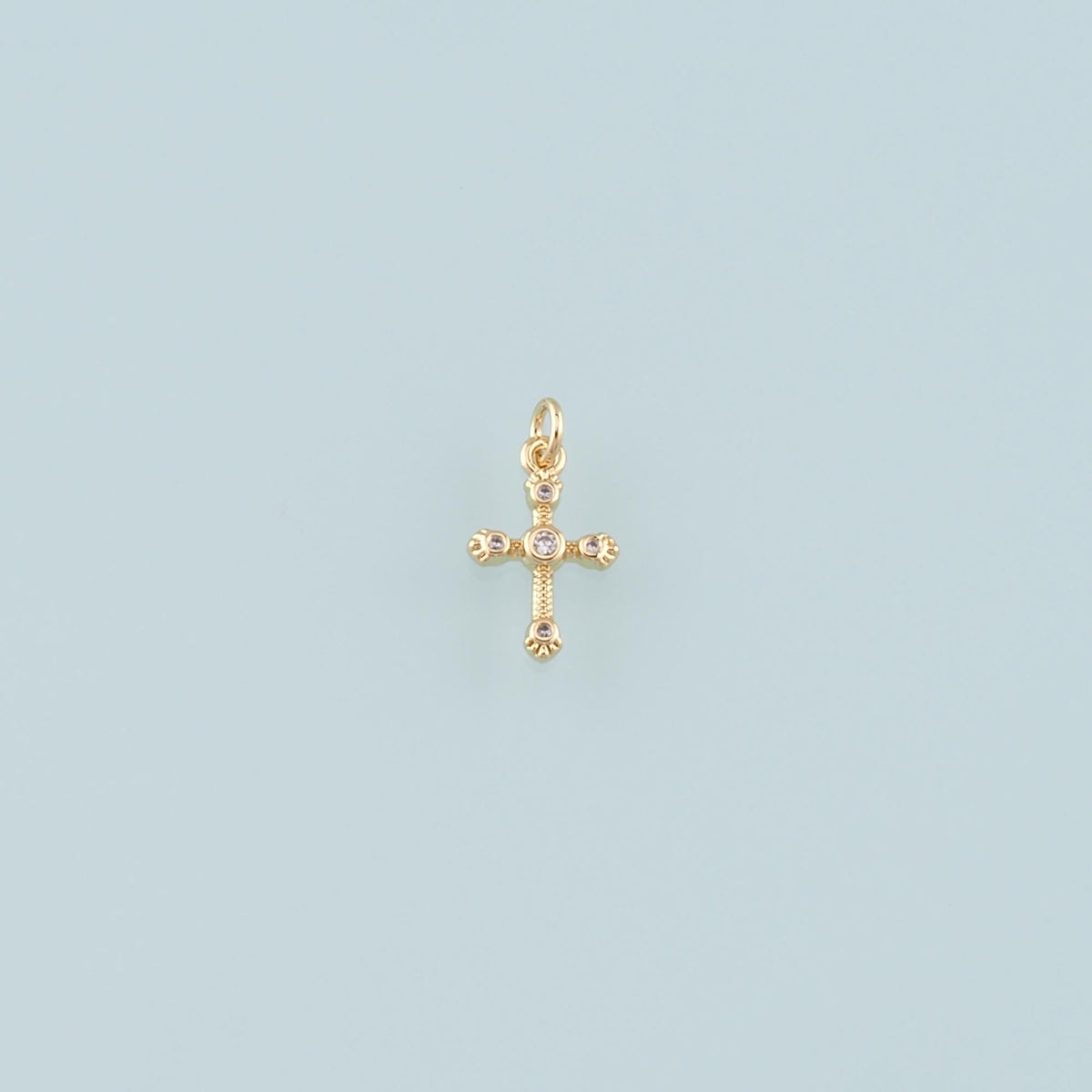 Gold Cross Charms,18K Gold Filled Cross Pendant,CZ Micro Pave Religion Charm Bracelet Necklace for DIY Jewelry Making Supply