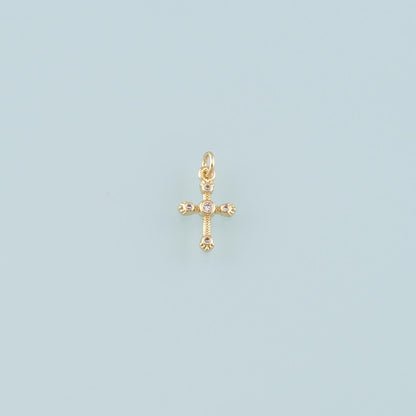 Gold Cross Charms,18K Gold Filled Cross Pendant,CZ Micro Pave Religion Charm Bracelet Necklace for DIY Jewelry Making Supply