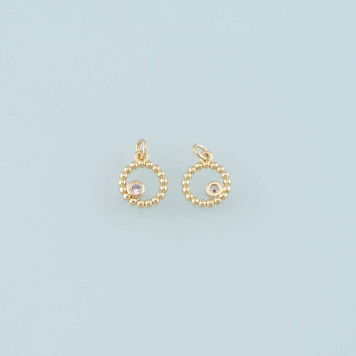 Gold Round Charms,18K Gold Filled Round Pendant,CZ Micro Pave Round Charm Bracelet Necklace for DIY Jewelry Making Supply