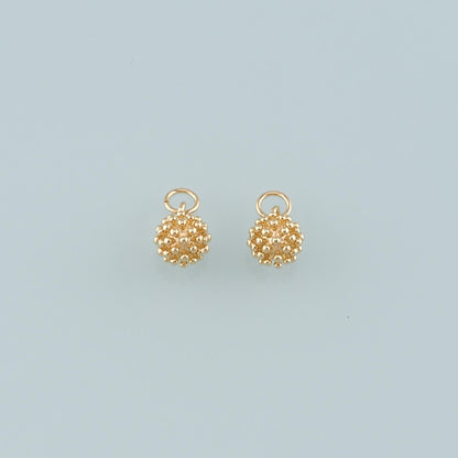Gold Ball Charms,18K Gold Filled Round Ball Pendant,Round Charm Bracelet Necklace for DIY Jewelry Making Supply