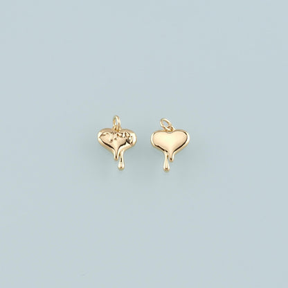 Gold Heart Charms,18K Gold Filled Heart Pendant,Dainty Heart Charm Bracelet Necklace for DIY Jewelry Making Supply