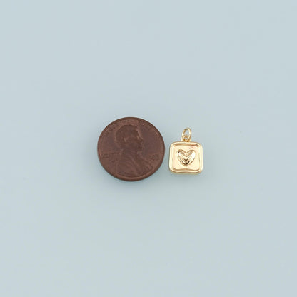 Gold Heart Charms,18K Gold Filled Heart Pendant,Dainty Heart Charm Bracelet Necklace for DIY Jewelry Making Supply