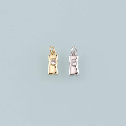 18K Gold Filled Rectangle Pendant,CZ Micro Pave Rectangle Charm Bracelet Necklace for DIY Jewelry Making Supply