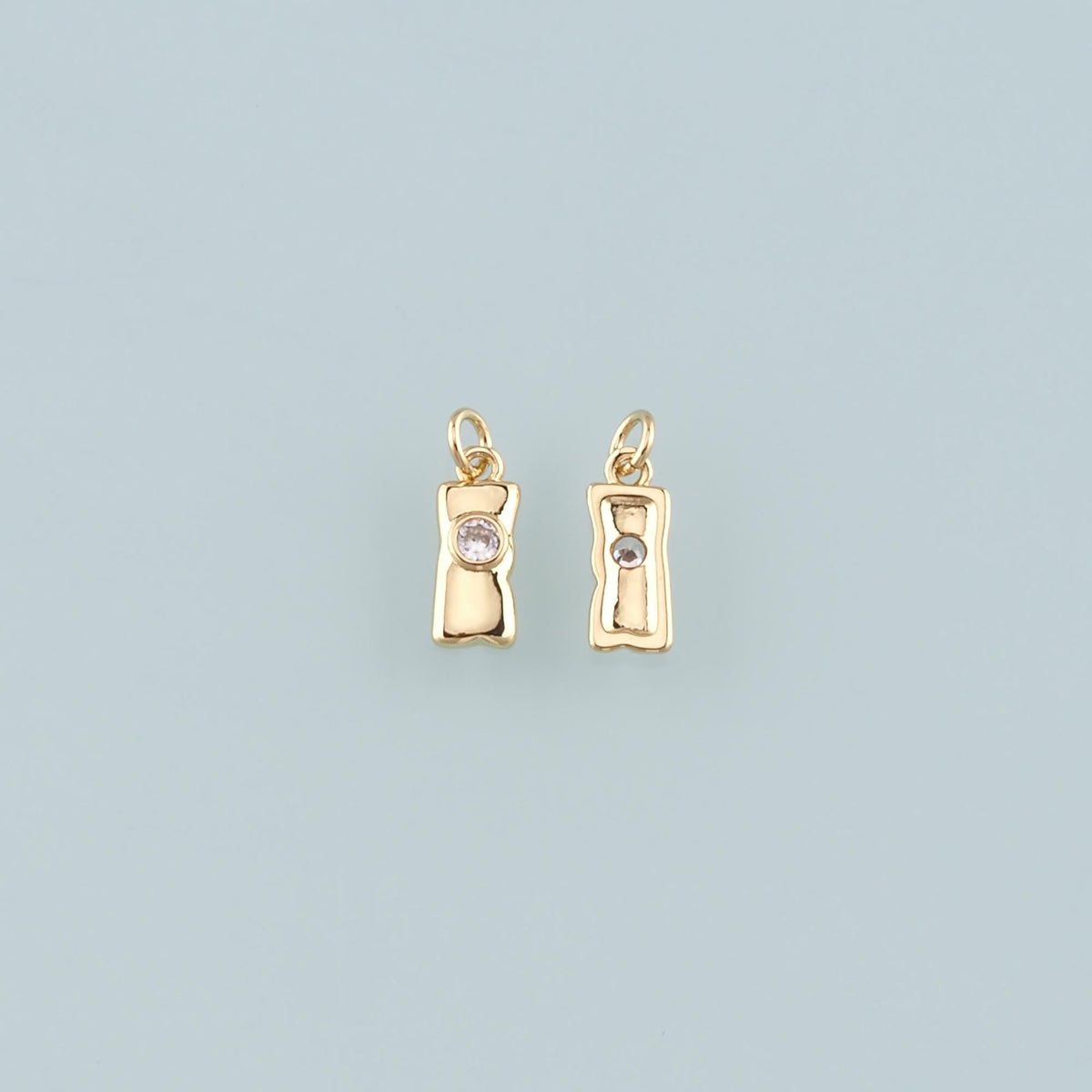 18K Gold Filled Rectangle Pendant,CZ Micro Pave Rectangle Charm Bracelet Necklace for DIY Jewelry Making Supply