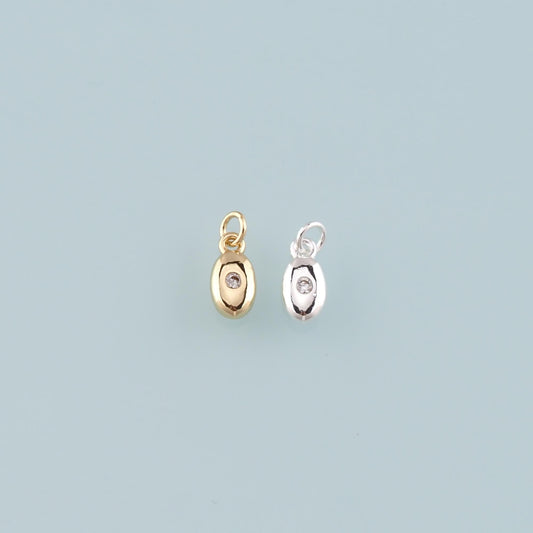 Gold Oval Charm,18K Gold Filled Oval Pendant,CZ Micro Pave Oval Charm Bracelet Necklace for DIY Jewelry Making Supply