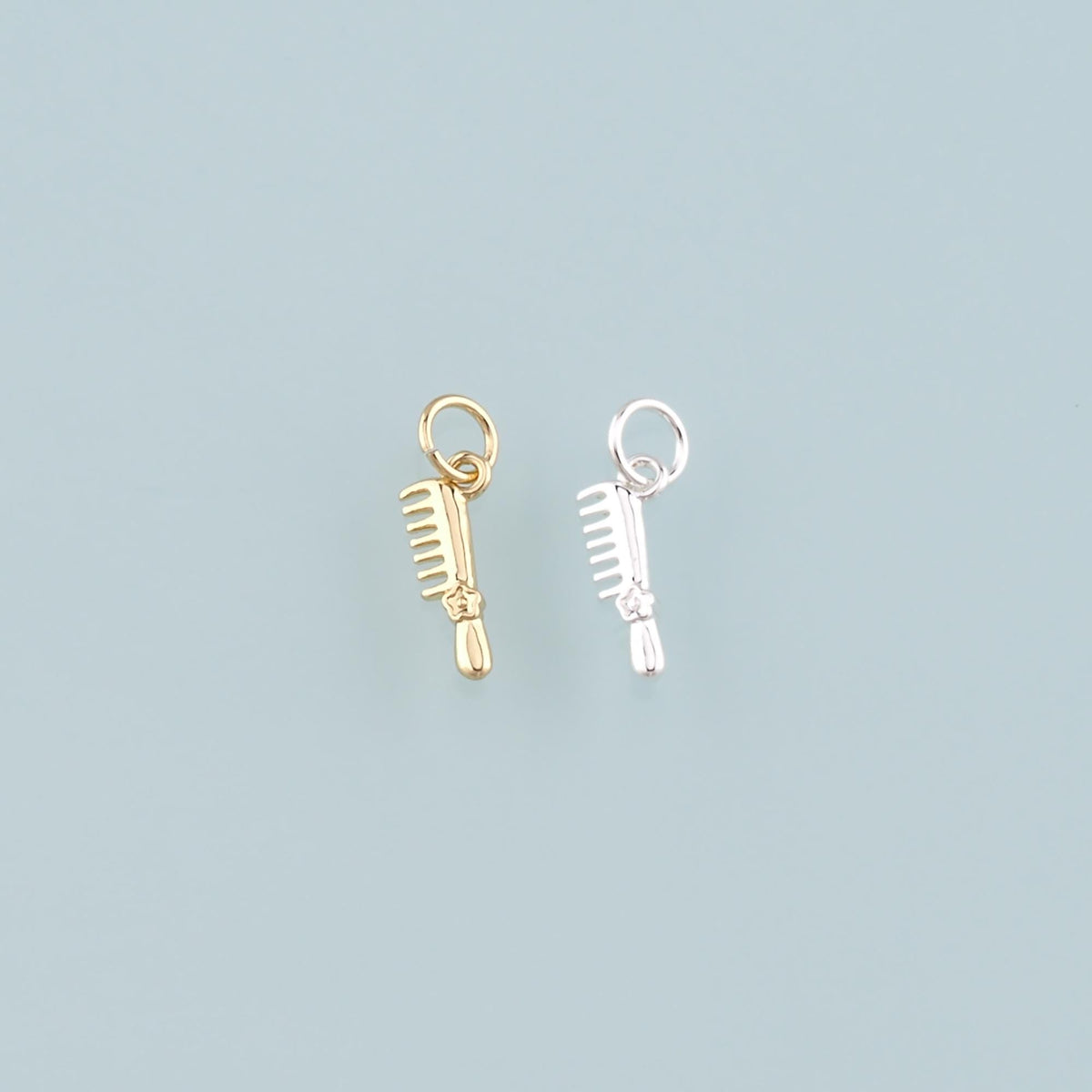 18K Gold Filled Comb Pendant,Dainty Hairstylist Comb Charm Bracelet Necklace for DIY Jewelry Making Supply