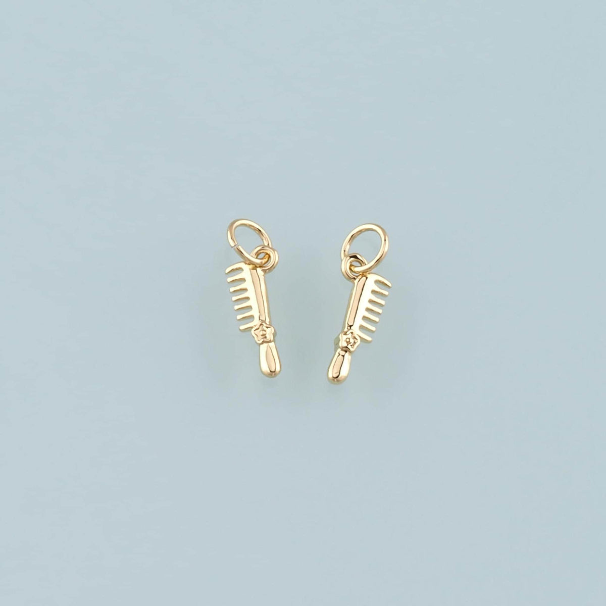 18K Gold Filled Comb Pendant,Dainty Hairstylist Comb Charm Bracelet Necklace for DIY Jewelry Making Supply