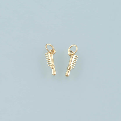 18K Gold Filled Comb Pendant,Dainty Hairstylist Comb Charm Bracelet Necklace for DIY Jewelry Making Supply