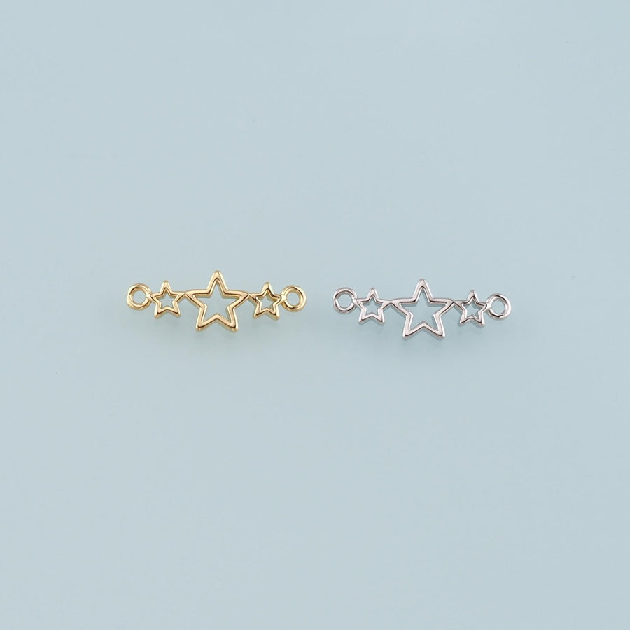 18K Gold Filled Star Connector,Celestial Charm Bracelet Necklace for DIY Jewelry Making Supply