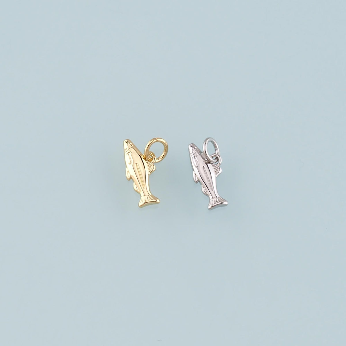 18K Gold Filled Fish Charm Pendant for Jewelry Making