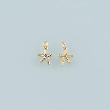 18K Gold Filled Star CZ Charm Pendant for Jewelry Making