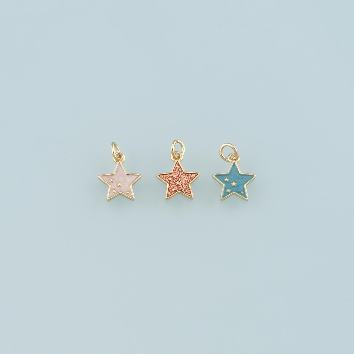 Gold Celestial Charms,18K Gold Filled Star Pendant,Enamel Star Charm Bracelet Necklace for DIY Jewelry Making Supply