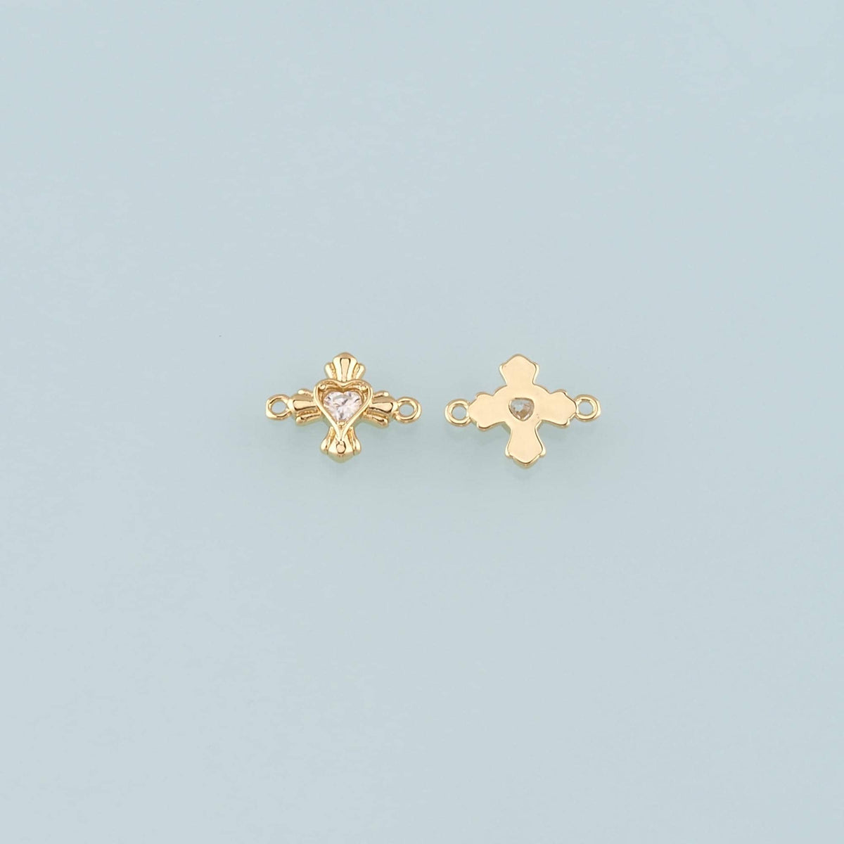 18K Gold Filled Heart Connector,CZ Micro Pvae Heart Charm Bracelet Necklace for DIY Jewelry Making Supply