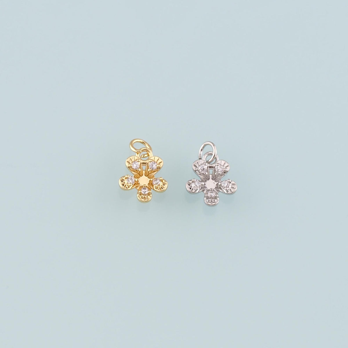 Gold Flower Charms,18K Gold Filled Flower Pendant,CZ Micro Pave Flower Charm Bracelet Necklace for DIY Jewelry Making Supply