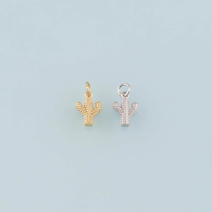 Gold Cactus Charms,18K Gold Filled Cactus Pendant,Desert Charm Bracelet Necklace for DIY Jewelry Making Supply