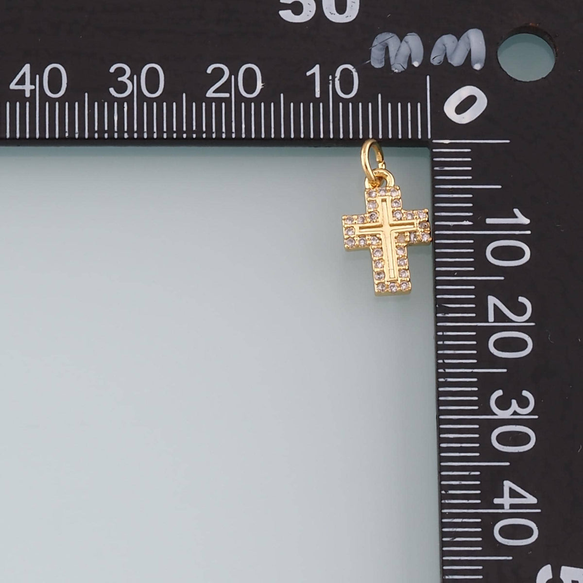 Gold Cross Charms,18K Gold Filled Cross Pendant,CZ Micro Pave Religion Charm Bracelet Necklace for DIY Jewelry Making Supply