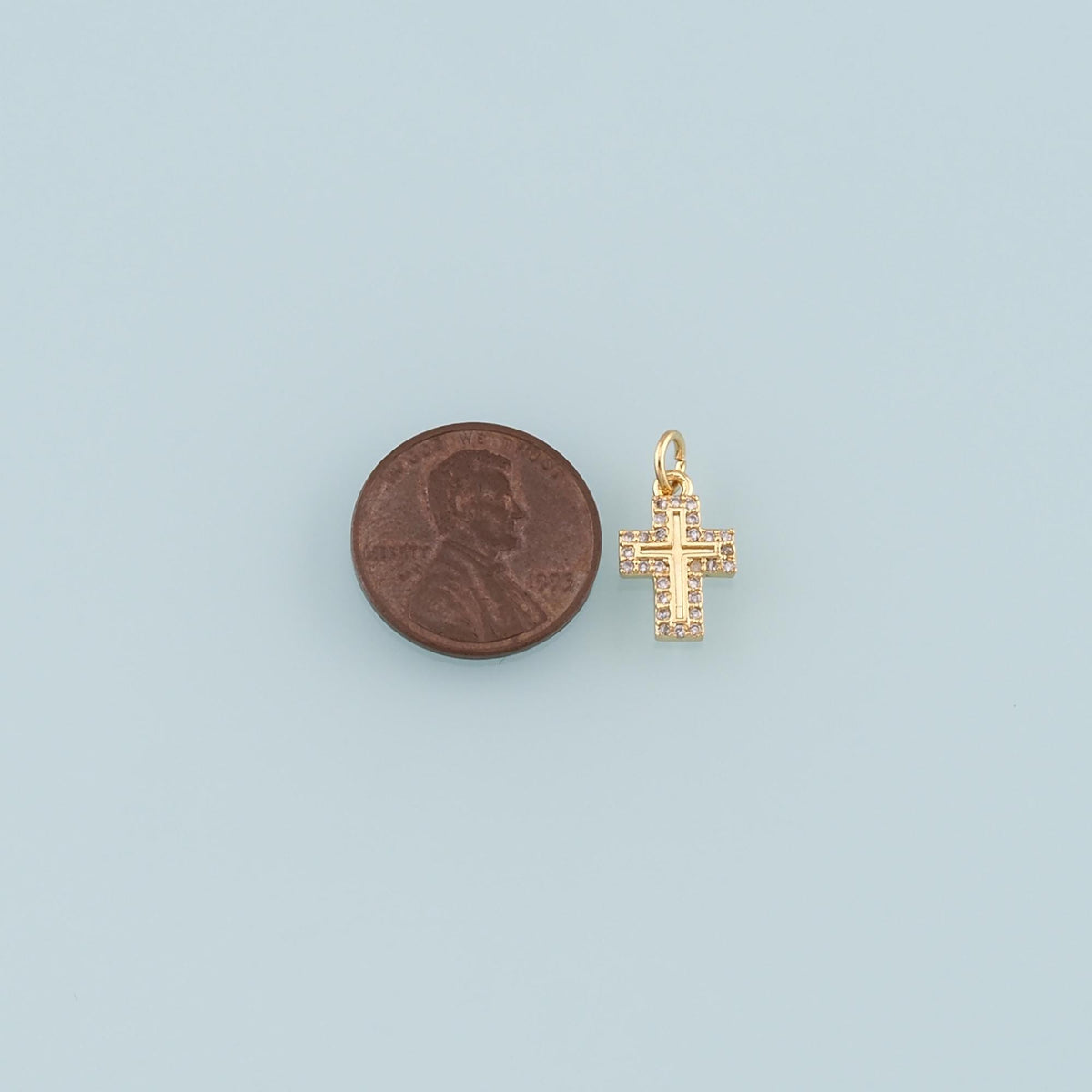 Gold Cross Charms,18K Gold Filled Cross Pendant,CZ Micro Pave Religion Charm Bracelet Necklace for DIY Jewelry Making Supply